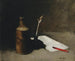 Still life with bottle, inkwell and letter - Germain Théodore Ribot — artwork view