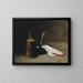 Still life with bottle, inkwell and letter - Germain Théodore Ribot — framed artwork on a wall