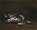 Still life with dead birds and a basket of oysters - Germain Théodore Ribot — artwork view
