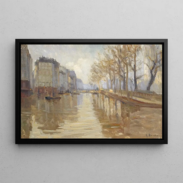 Le quai Montebello, inondations de 1910 - Germain Eugène Bonneton — framed artwork on a wall