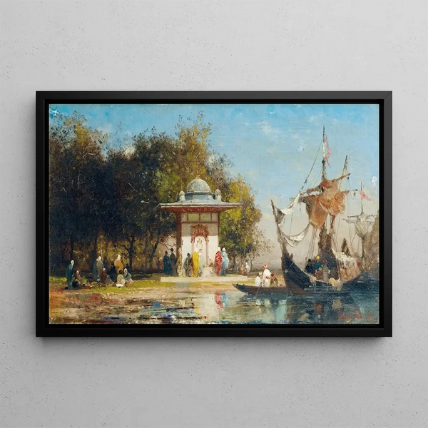a Fountain by the Sea in Turkey - Germain Fabius Brest — framed artwork on a wall