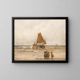Fisherman taking off - German Grobe — framed artwork on a wall