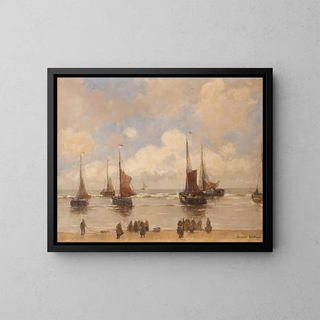 Bateaux de pêche à terre - German Grobe — framed artwork on a wall
