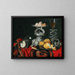 a Still life with a Venetian glass, a silver container, and lemons - German School — framed artwork on a wall