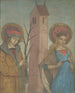 Diptych Painting of the Saints Achatius, Barbara, Apollonia, and Sebald - German School — artwork view