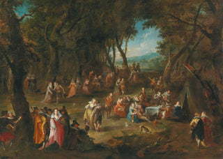 Landscape painting with elegant figures - German school — artwork view
