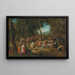 Landscape painting with elegant figures - German school — framed artwork on a wall