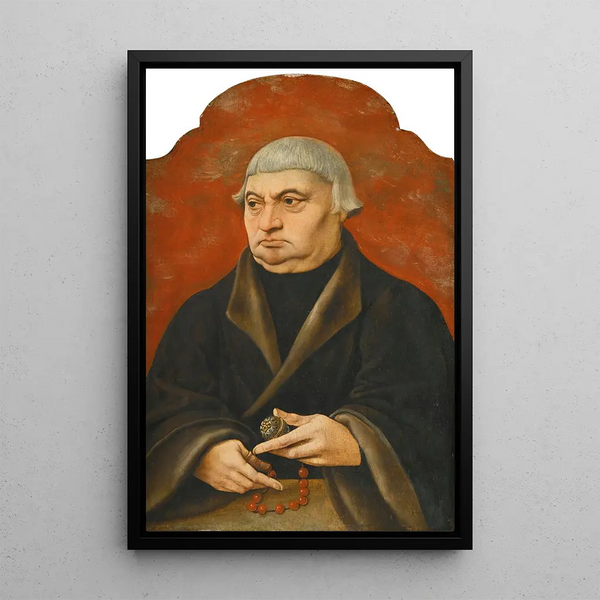 Portrait of a Cleric with a Rosary - German School — framed artwork on a wall