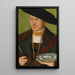 Portrait of a man cutting shells with a fish knife - German School — framed artwork on a wall