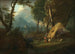 Landscape painting with a cabin in a storm - German school — artwork view