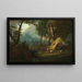 Landscape painting with a cabin in a storm - German school — framed artwork on a wall