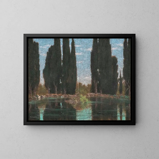 the Cypress Pond at Villa Falconieri - Gerolamo Cairati — framed artwork on a wall