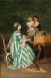 A young mother playing the harpsichord - Gerolamo Induno — artwork view