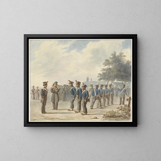 Shooting at the Countryside 1830 - Gerret Jansz van de Poll — framed artwork on a wall