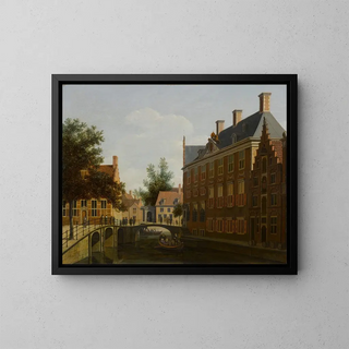L'Hôtel des Gentlemen de l'Oude Zijds à Amsterdam - Gerrit Adriaensz Berckheyde — framed artwork on a wall