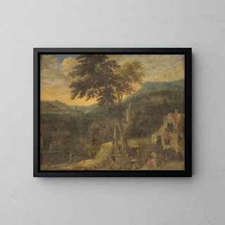 A village festival - Gerrit Battem — framed artwork on a wall
