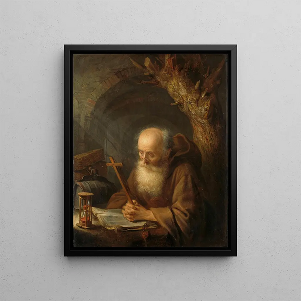 A Hermit - Gerrit Dou — framed artwork on a wall