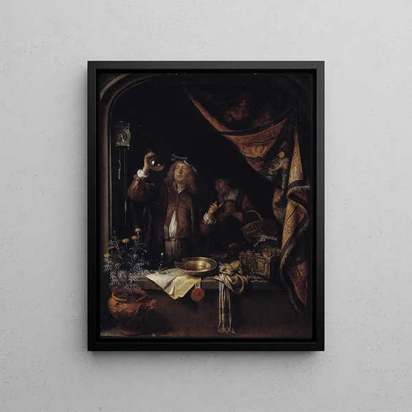 A Visit to the Doctor - Gerrit Dou — framed artwork on a wall