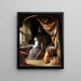 a woman playing the harpsichord - Gerrit Dou — framed artwork on a wall
