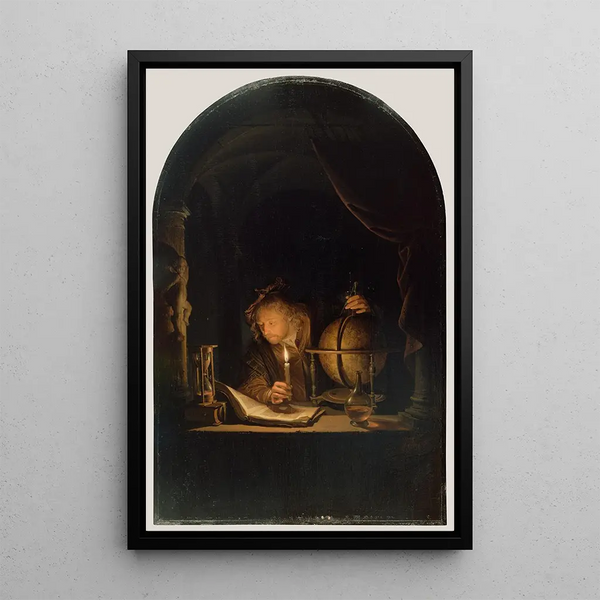 Astronome à la chandelle - Gerrit Dou — framed artwork on a wall
