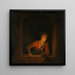 Girl with an oil lamp at a window - Gerrit Dou — framed artwork on a wall