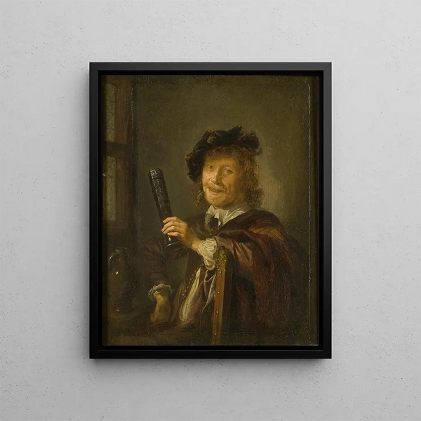 Portrait of a Man - Gerrit Dou — framed artwork on a wall