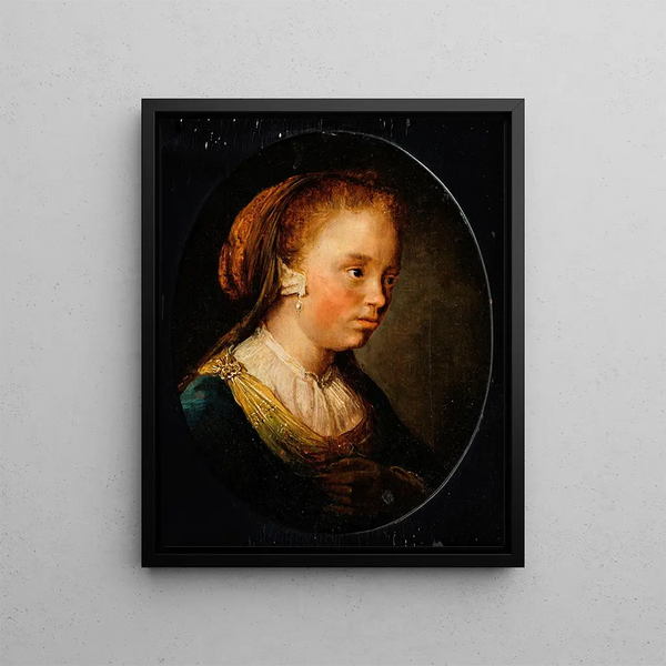 Portrait of a Young Girl - Gerrit Dou — framed artwork on a wall