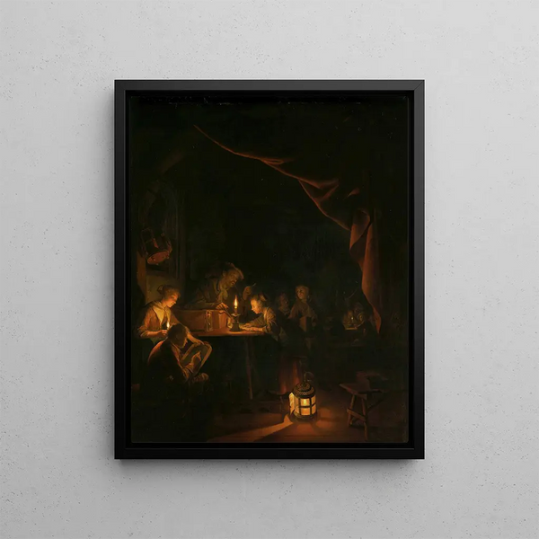 L'école du soir - Gerrit Dou — framed artwork on a wall