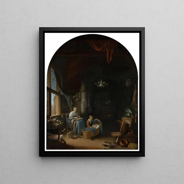 The Young Mother - Gerrit Dou — framed artwork on a wall