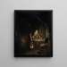 a woman tidying up the dinner table - Gerrit Dou — framed artwork on a wall
