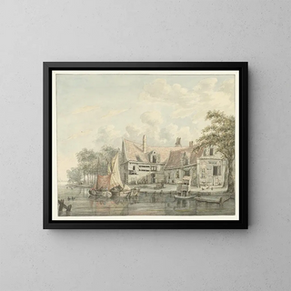 Farmstead by the Water - Gerrit Hulseboom — framed artwork on a wall