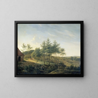 Landscape painting with rolling hills - Gerrit Jan Michalis — framed artwork on a wall