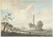 Landscape painting near the dunes with a milestone and two walkers - Gerrit Toorenburgh — artwork view
