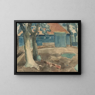 a Northern Dutch farm with courtyard - Gerrit van Blaaderen — framed artwork on a wall