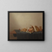 a Vanitas with books, a skull, a candle, and various objects on a table - Gerrit van Vucht — framed artwork on a wall