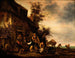 Scene with a hurdy-gurdy player and a boy violinist in front of a tavern - Gert van Hens — artwork view
