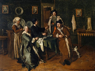 Portrait of a family gathered around a table - Giacomo Ceruti — artwork view