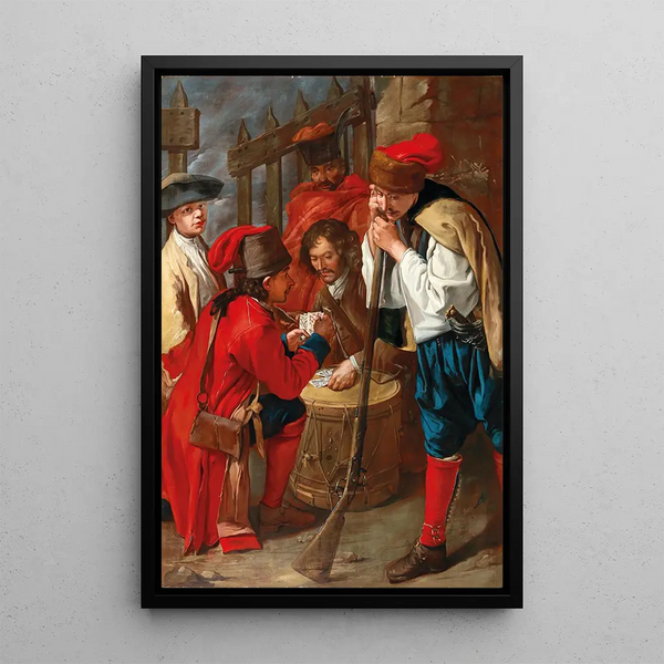 Soldiers playing cards - Giacomo Ceruti — framed artwork on a wall