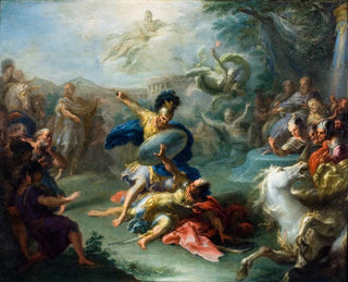 The combat between Aeneas and King Turnus in the Aeneid by Virgil - Giacomo Del Po — artwork view
