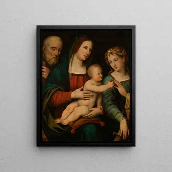 Mystic Marriage of Saint Catherine of Alexandria - Giacomo Francia — framed artwork on a wall