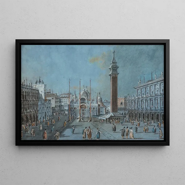 View of Saint Mark's Square - Giacomo Guardi — framed artwork on a wall