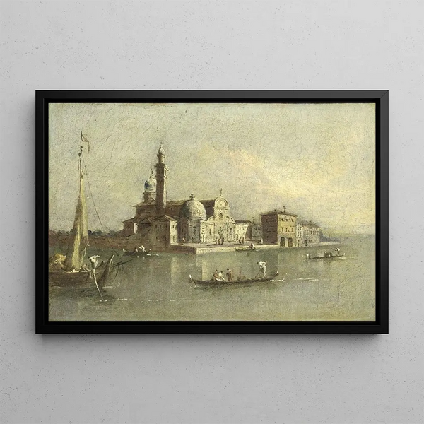 Vue de l'Isola di San Michele à Venise - Giacomo Guardi — framed artwork on a wall