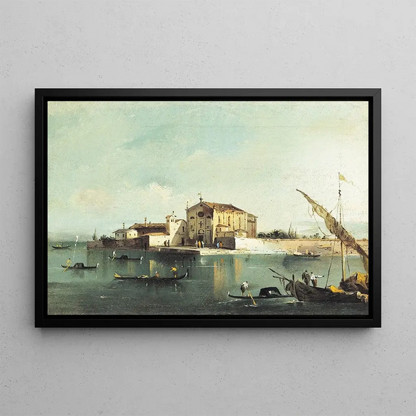 Vue de l'île de San Cristoforo di Murano - Giacomo Guardi — framed artwork on a wall