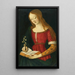 a young lady writing in a hymn book - Giacomo Pacchiarotto — framed artwork on a wall