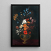 Flowers in a decorative vase on a table - Giacomo Recco — framed artwork on a wall