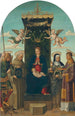The Virgin and Child in Majesty with Saints Michael, Bernardine of Siena, Clare, and Stephen - Gian Giacomo d'Alladio — artwork view