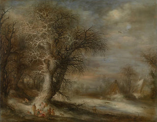 Snowy landscape with gypsies - Gijsbrecht Leytens — artwork view