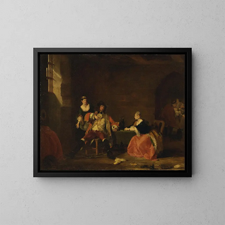 The Captain Macheath reprimanded by Polly and Lucy in The Beggar's Opera - Gilbert Stuart Newton — framed artwork on a wall