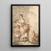 Woman feeding chickens - Gilles Demarteau l'Ancien — framed artwork on a wall