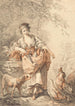 Woman feeding chickens - Gilles Demarteau l'Ancien — artwork view